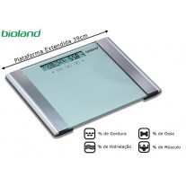 BALANÇA DIGITAL DE VIDRO COM ANALISE CORPÓREA E PLATAFORMA EXTENDIDA - BIOLAND